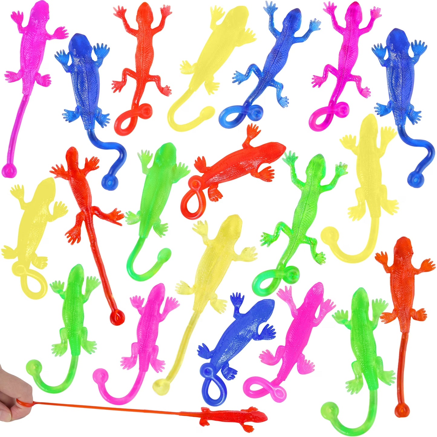 Joyfy 48 Pcs Sticky Lizards Party Favors for Kids 5.71 Stretchy Slappy Hands Climb Wall Animal Fidget Toys Bulk, Treasure Box Toys, Carnival Prizes