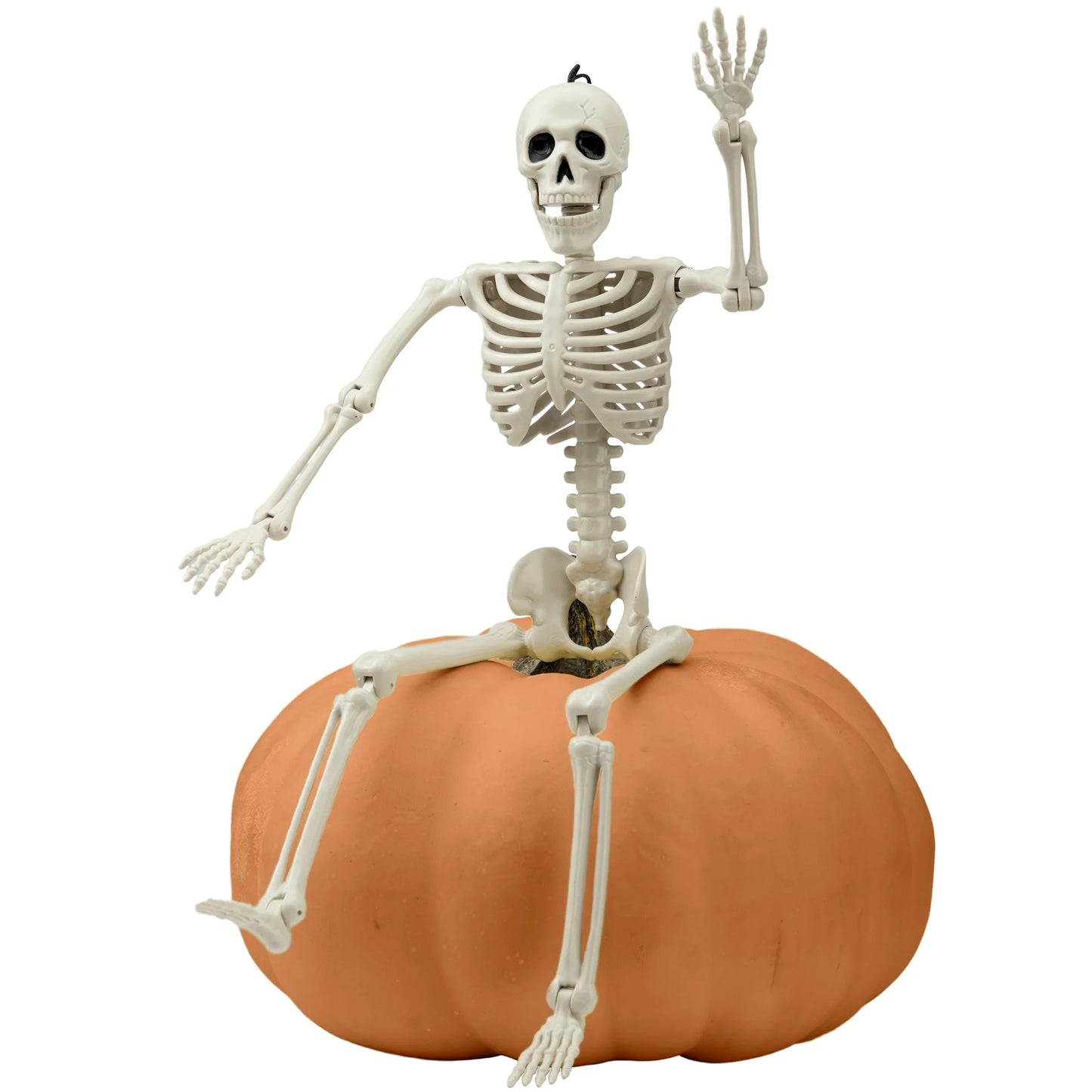 SYNCFUN 1 Pcs Halloween Skeleton Decorations,16 Inch Full Body Poseable Skeleton with Movable Joints for Halloween Indoor Outdoor Party,Graveyard,Haunted House Accessories