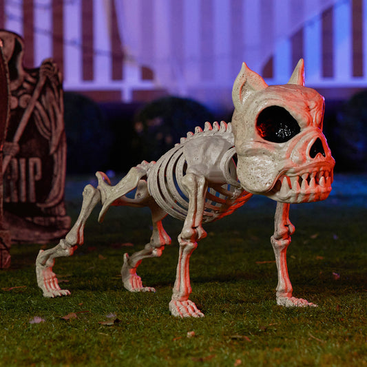 Joyfy 16 Inch Halloween Skeleton Dog Skeleton Halloween Decor,Pose-N-Stay Plastic Skeleton Bones with Posable Joints for Hallowmas Decoration Outdoor Haunted House Party