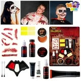 Joyfy 16 Pcs Halloween Makeup Kit,Halloween Family Makeup Set Face Painting Kit with Liquid Blood Gel,Fake Blood and More for Zombie Vampire Cosplay for Adult Kids