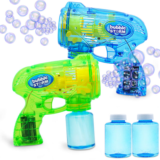 Syncfun 2 Pcs Bubble Gun for Kids,10 oz Bubble Gun with Refill Solution,Automatic Bubble Guns for Kids,Party Favors,Birthday Gift,Easter