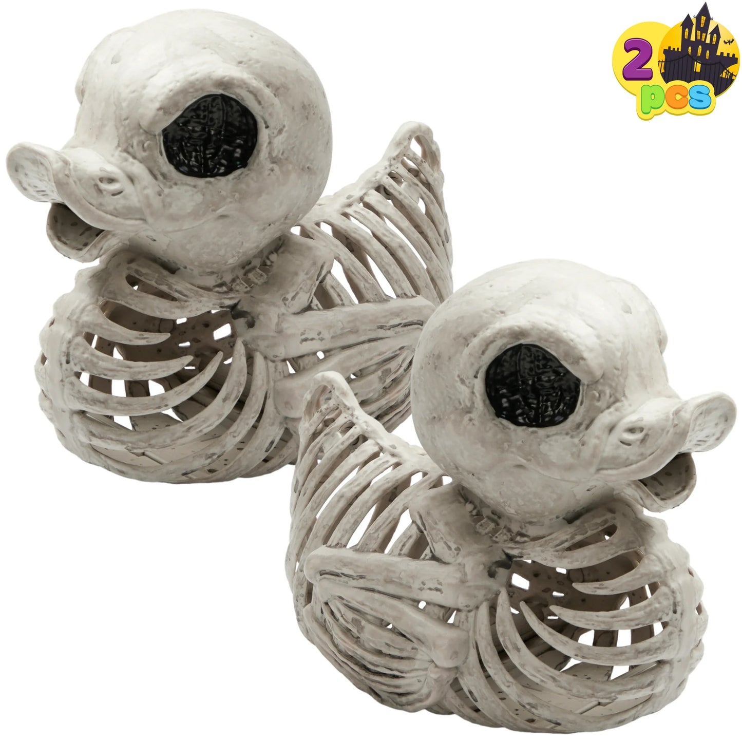 Joyfy 2 Pcs Duck Skeleton Halloween Decoration,4.5 Inch Posable Plastic Animals Halloween Skeleton for Indoor Outdoor Halloween Decorations,Haunted House Party Props