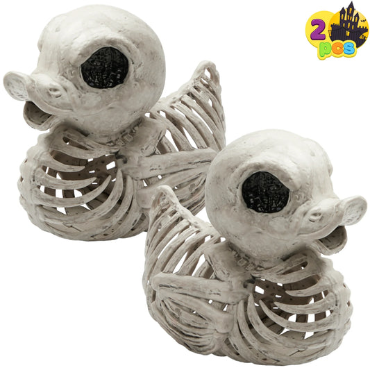 Joyfy 2 Pcs Duck Skeleton Halloween Decoration,4.5 Inch Posable Plastic Animals Halloween Skeleton for Indoor Outdoor Halloween Decorations,Haunted House Party Props