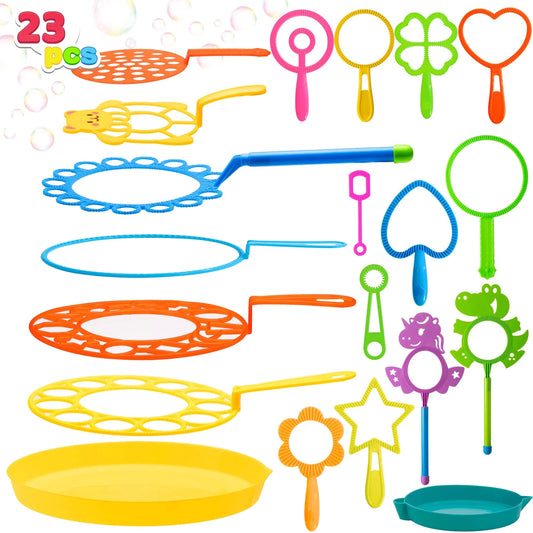 SYNCFUN 23 Pcs Big Bubble Wands Set, Large Bubble Wands Bulk for Kids Outside Blowing, Giant Bubble Maker with Tray for Summer Easter Party Favor Birthday Toddlers