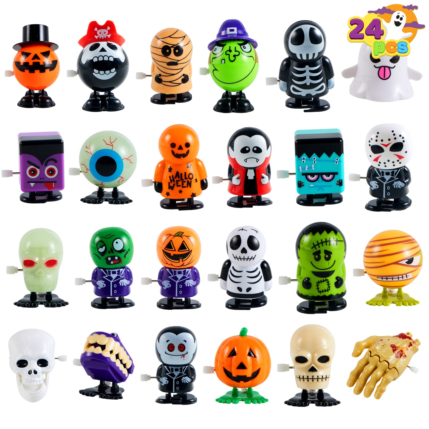 Joyfy 24 Pcs Halloween Wind Up Toys for Kids,Halloween Toys Bulk Halloween Gifts Halloween Basket Halloween Accessories,Halloween Goody Bags,Halloween Treat Bag Fillers
