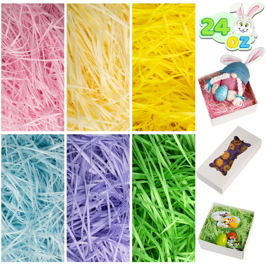 Joyfy 24oz (680g) 6 colors Easter Basket Grass, Easter Basket Filler Stuffers, Recyclable Shred Paper Grass for Easter Egg Hunt Decor, Party Favors, School Class Event Decoration