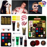 Spooktacular Creations 25 Pcs Halloween Makeup Kit,Halloween Family Makeup Set Face Painting Kit with Liquid Blood Gel,Fake Blood and More for Zombie Vampire Cosplay for Adult Kids