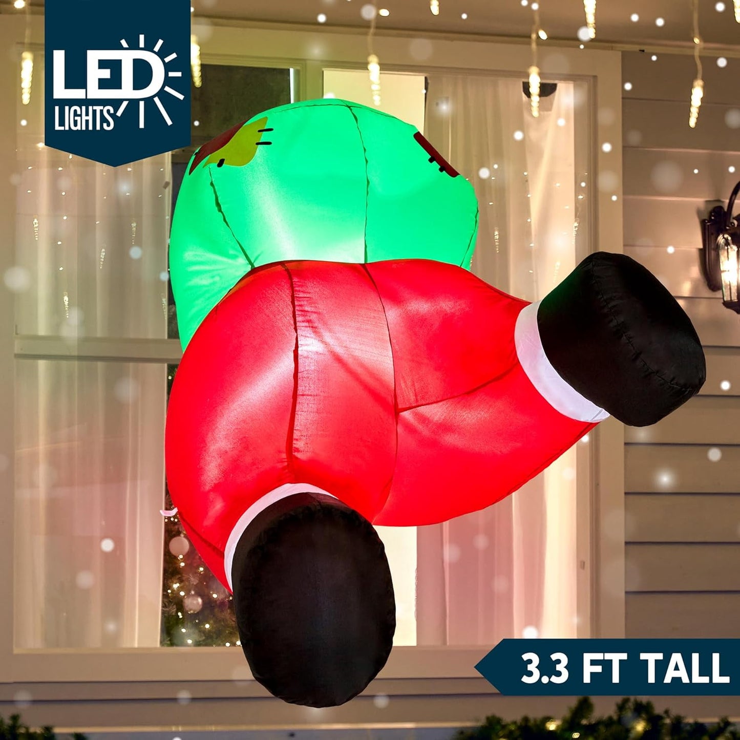 Syncfun 3 FT Christmas Inflatables Window Outdoor Decorations, Santa Butt Stuck Broke Out from Window Blow Ups Yard with Built-in LEDs for Holiday Party Garden Lawn Decor