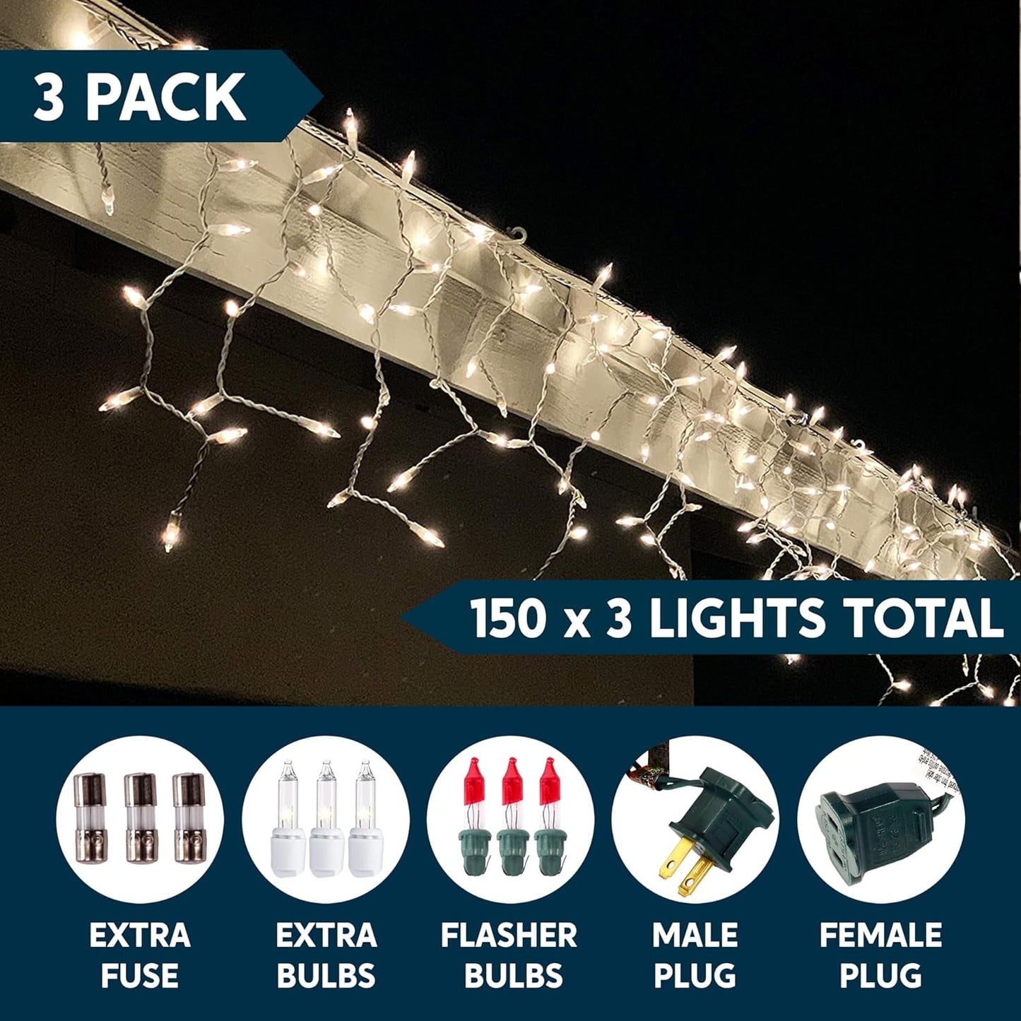 Syncfun 3 Pack of 150 Christmas Net Lights for Bushes,4 x 6 FT Warm White Incandescent Christmas Lights Net Lights Outdoor Mesh Lights for Bushes Garden Party Xmas Tree Decoration