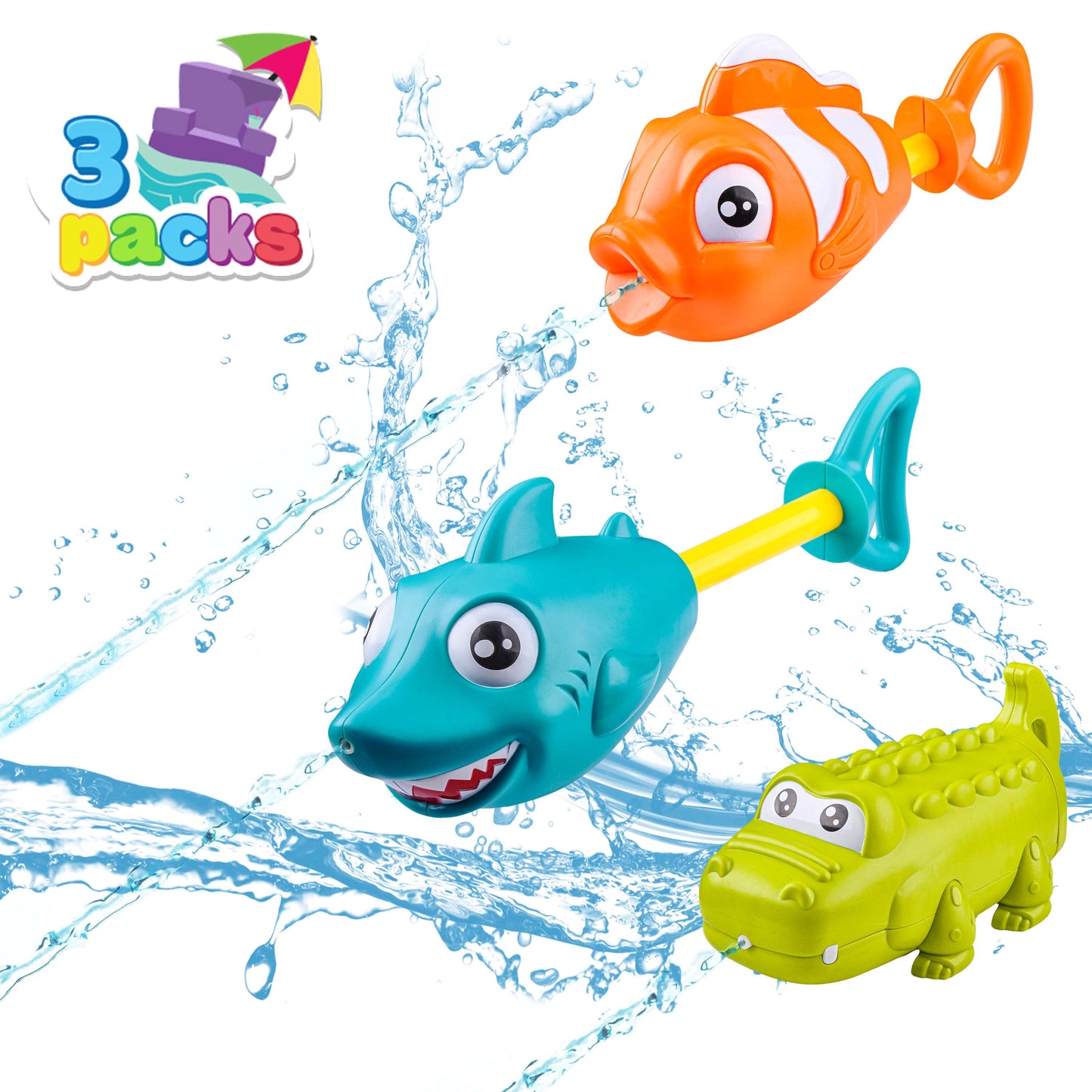 Syncfun 3 Packs Animal Water Soakers for Boys Girls 4-6-12 Years, Swimming Pool Toys Water Toys Outdoor