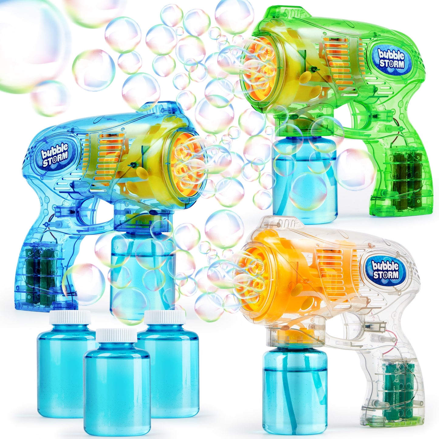 3 Pcs Bubble Gun for Kids, Bubble Blaster Toys with Bubble Solution for Kids Easter Summer Outdoor Game Party Favor