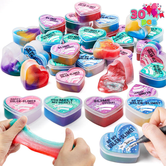 30 Valentines Day Galaxy Slime Hearts for Kids Valentine Classroom Exchange, Valentine Party Favors, Gift Exchange