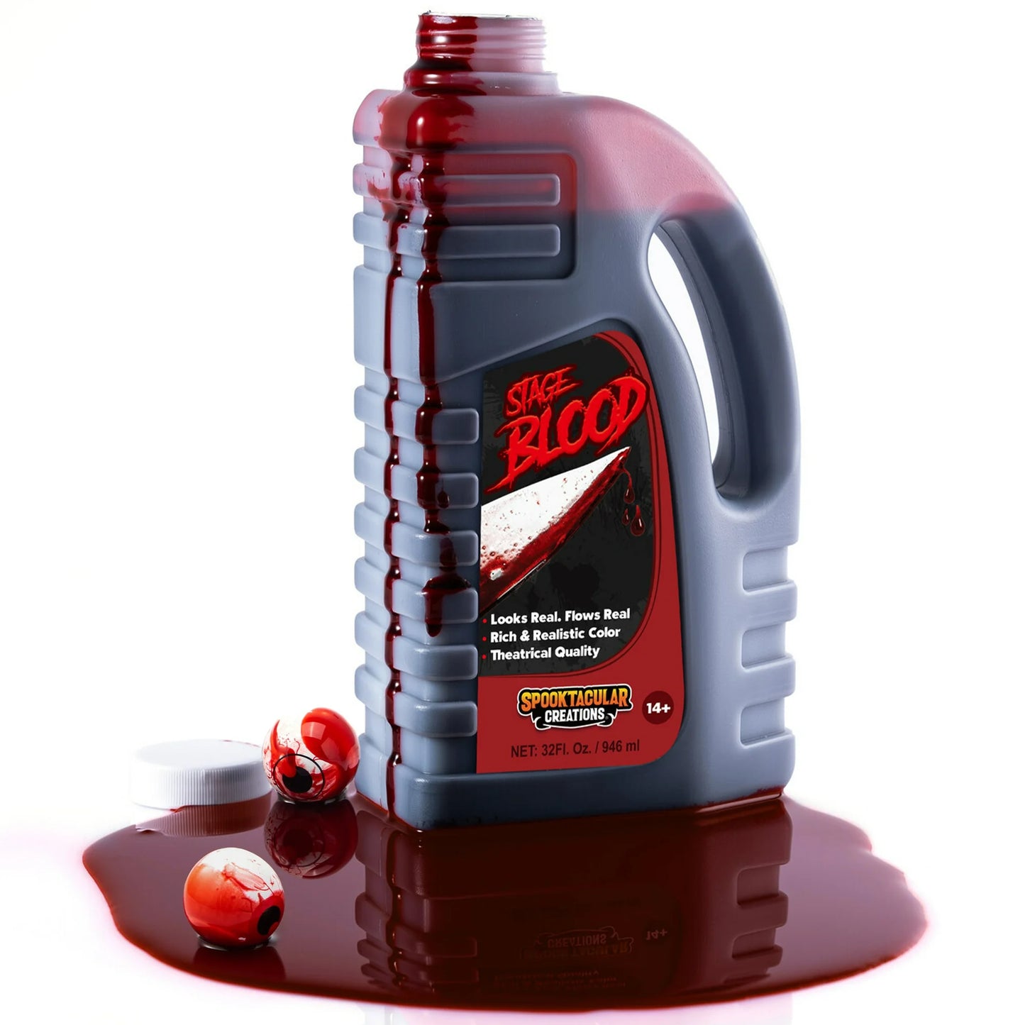 Joyfy 32 oz Halloween Fake Blood,Vampire Blood Makeup Bottle,Halloween Blood Zombie Makeup,Vampire Makeup Kit for Adults,Halloween Costume Vampire Accessories