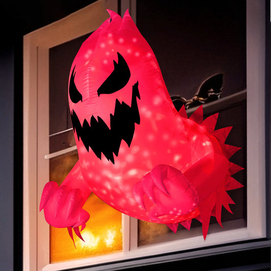 Syncfun 4.5 FT Halloween Inflatable Ghost Broke Out from Window with Built-in Rotating Red LED Blow Up Inflatable for Window Decoration Yard Garden Lawn Decor