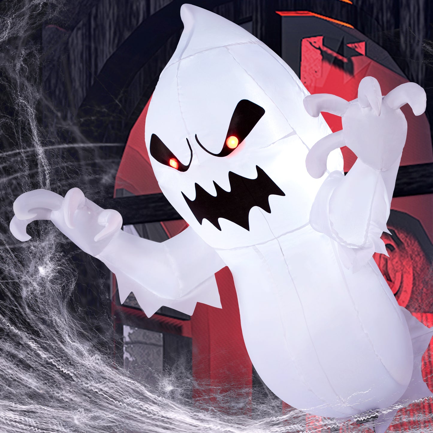SYNCFUN 4.5 FT Halloween Inflatable Outdoor Scary Flying Ghost Broke Out from Window with Built-in LED Blow Up Inflatable for Window Decoration Yard Garden Lawn Decor