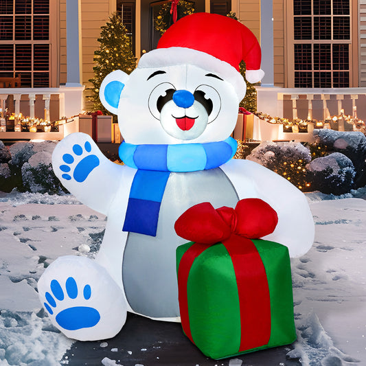 Joyfy 4 ft Christmas Inflatables Polar Bear,Polar Bear Christmas Blow Ups Outdoor Yard Decorations with Built-in LEDs for Holiday Party Garden Lawn Decor