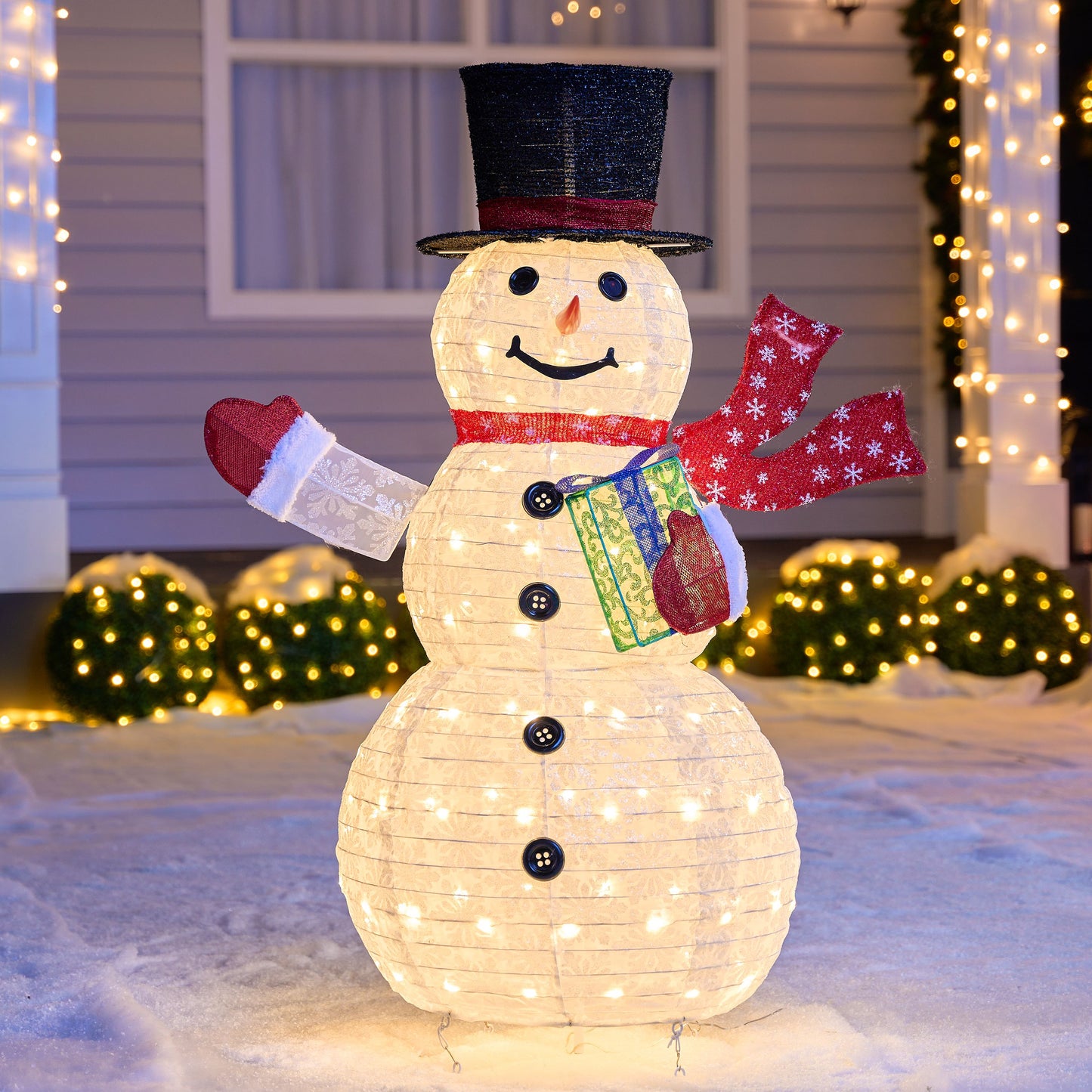 Syncfun 4 FT Snowman Yard Light Christmas Outdoor Decorations,120 LED Snowman Christmas Decorations,Christmas Yard Light with Stakes Holiday Decor