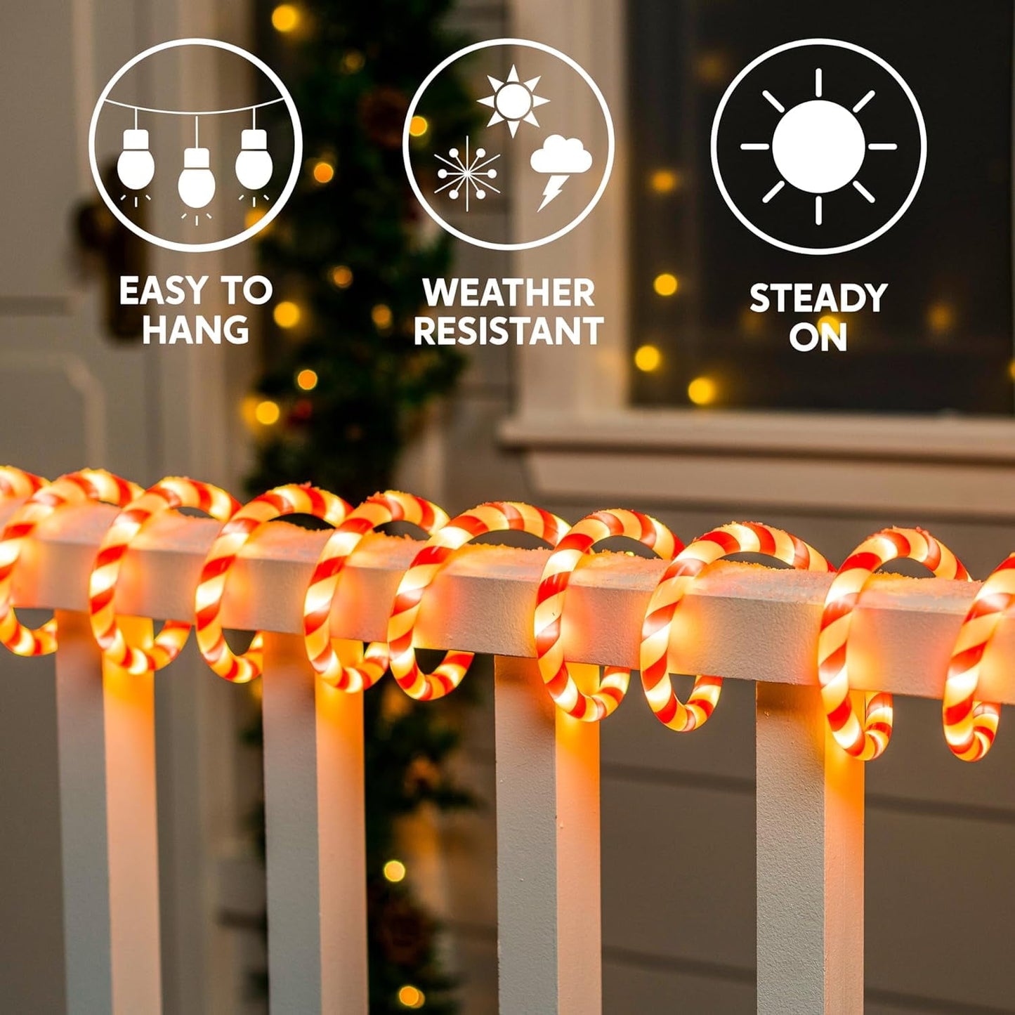 Joyfy 40FT 360 LED Candy Cane Rope Lights Christmas Outdoor Decoration Light,Red and White Christmas Lights Led Lights Light Up Candy Canes for Christmas Yard Holiday Decor
