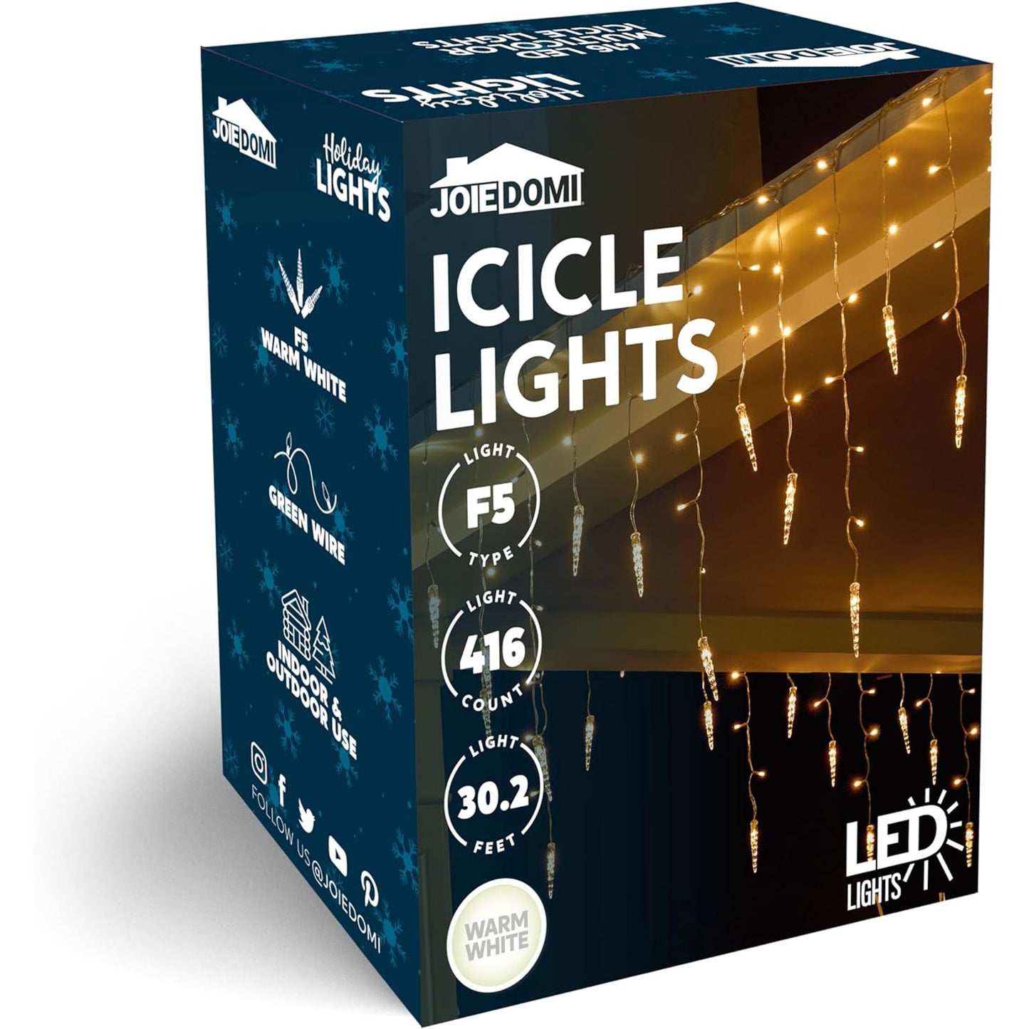 Syncfun 416 LED Christmas Icicle Lights Outdoor Christmas Decor,47.2 FT 8 Modes Warm White Christmas Lights Icicle Lights Indoor for Home Decoration Holiday Eaves Yard Party Indoor