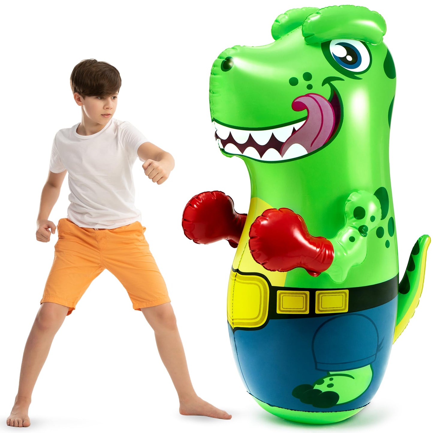 Syncfun 47 Inches Inflatable T-rex Dinosaur Bopper, Kids Punching Bag Bounce-back Action, Punching Toy For Boys