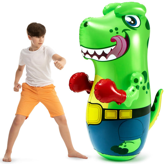 Syncfun 47 Inches Inflatable T-rex Dinosaur Bopper, Kids Punching Bag Bounce-back Action, Punching Toy For Boys
