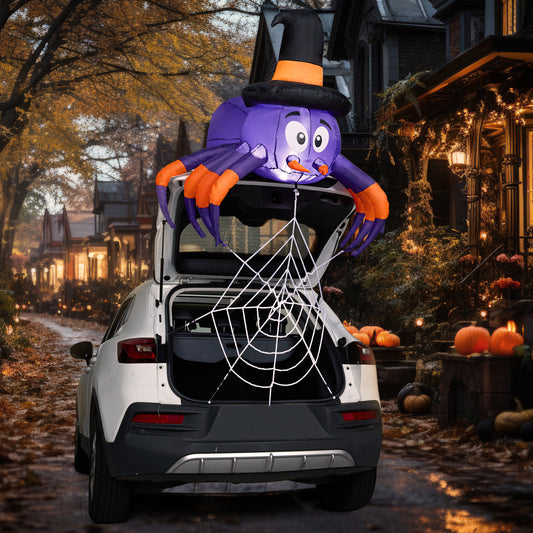 Syncfun 5 FT Halloween Inflatable Spider Decoration,Trunk or Treat Car Decorations Kit with Built-in LED Light for Halloween Party Indoor,Outdoor,Yard,Garden Decor