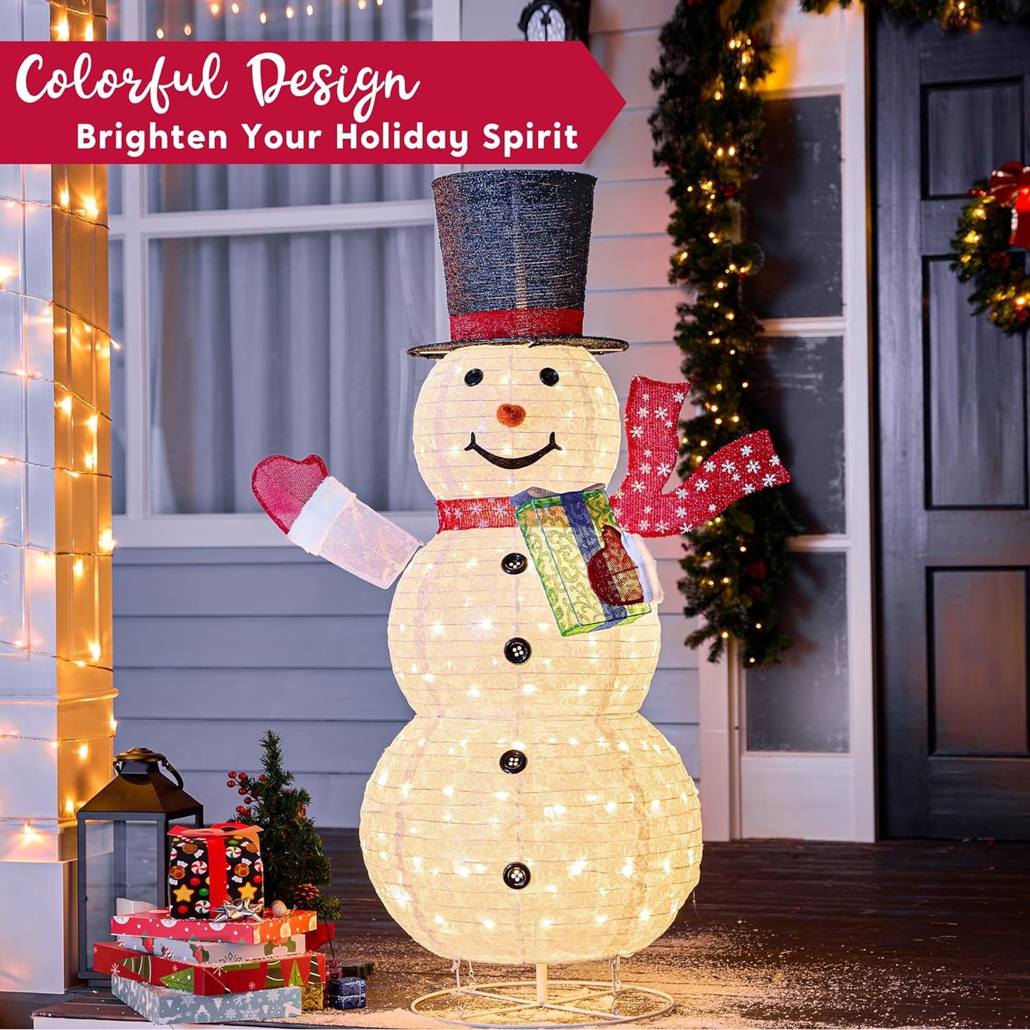 Syncfun 4 FT Snowman Yard Light Christmas Outdoor Decorations,120 LED Snowman Christmas Decorations,Christmas Yard Light with Stakes Holiday Decor