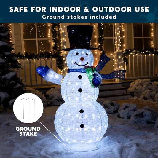 Syncfun 5 FT Snowman Yard Light Christmas Outdoor Decorations,150 LED Snowman Christmas Decorations,Christmas Yard Light with Stakes Holiday Decor