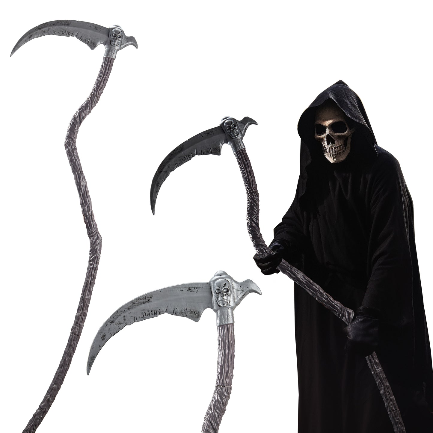 Joyfy 55inch Grim Reaper Scythe Halloween Accessories,Scythe Prop for Halloween Party Pretend Play Grim Reaper Costume,Halloween Dress Up