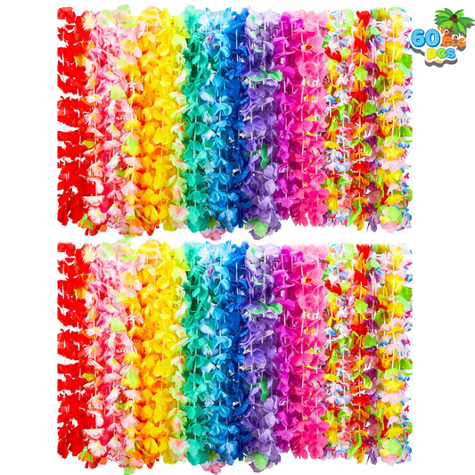 SYNCFUN 60 Pieces Luau Party Favors, Hawaiian Leis Bulk Birthday Holiday Party Supplies