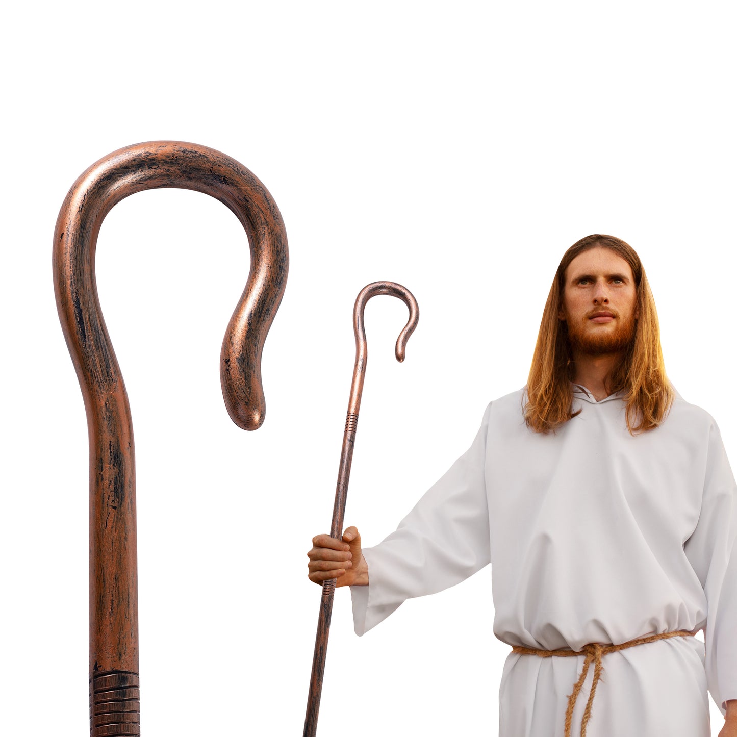 Joyfy 63 Inch Halloween Shepherd's Crooked Staff,Shepherd Crook Prop Cane for Cosplay and Dress Up Photo Prop Accessory Decorations Halloween Costume