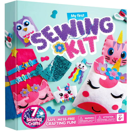 Syncfun 7 Sewing Projects Felt Sewing Kit for Kids, Animal Arts and Crafts of Magical Unicorn Pillow and Enchanting Mermaid Card Holder, Birthday Gift for Girls aged 6+