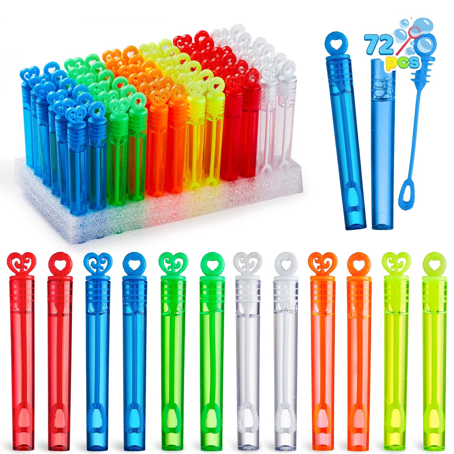 Syncfun 72 Pcs Mini Bubble Wands Bulk with 6 Colors for Kids Summer Toys, Bubble Sticks Outdoor Fun Activity, Party Favors Gift, Game prizes