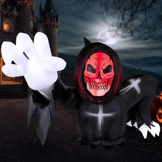 Syncfun 8 FT Halloween Inflatables Long Light Up Grim Reaper Ground Breaker Halloween Inflatables Outdoor Decorations,Blow up Halloween Yard Decorations