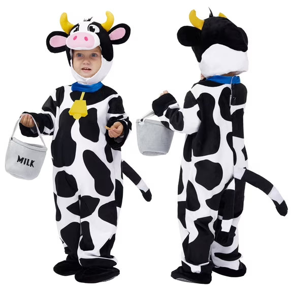 Syncfun Baby Cow Costume with Milking Bucket for Toddler, Kids Halloween Farm Party Dress up Role Playing Cosplay 0-5 Years