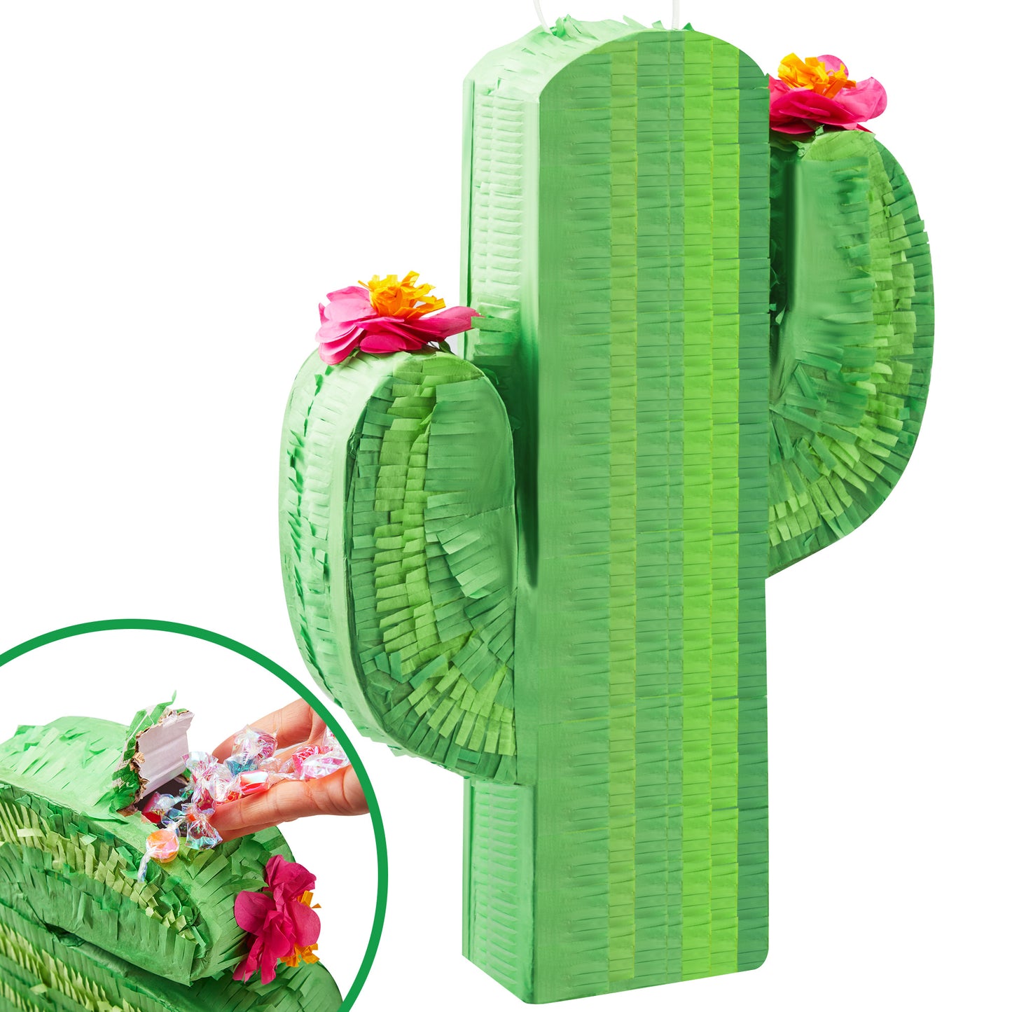 SYNCFUN Cinco De Mayo Cactus Pinata for Birthday Party 16.75"x 11.25"x 3" Kids Party Supplies for Fiesta Taco, Luau Event, Mexican Theme Decoration, Taco Tuesday Event