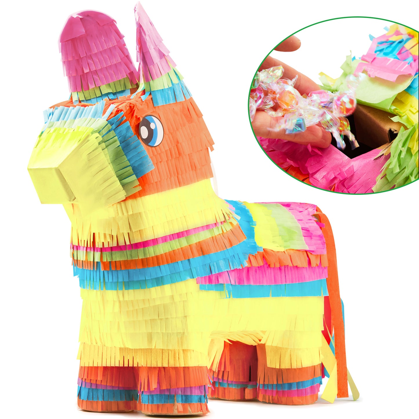 SYNCFUN Donkey Pinata for Kids Birthday Party 13"x 20"x 5" Party Supplies for Cinco De Mayo, Fiesta Taco, Luau Event, Mexican Theme Decoration, Taco Tuesday Event