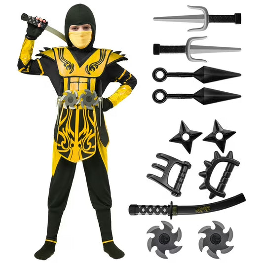 Syncfun Golden Ninja Costume for Kids Boys Halloween Dress Up Age Up to 12 Years