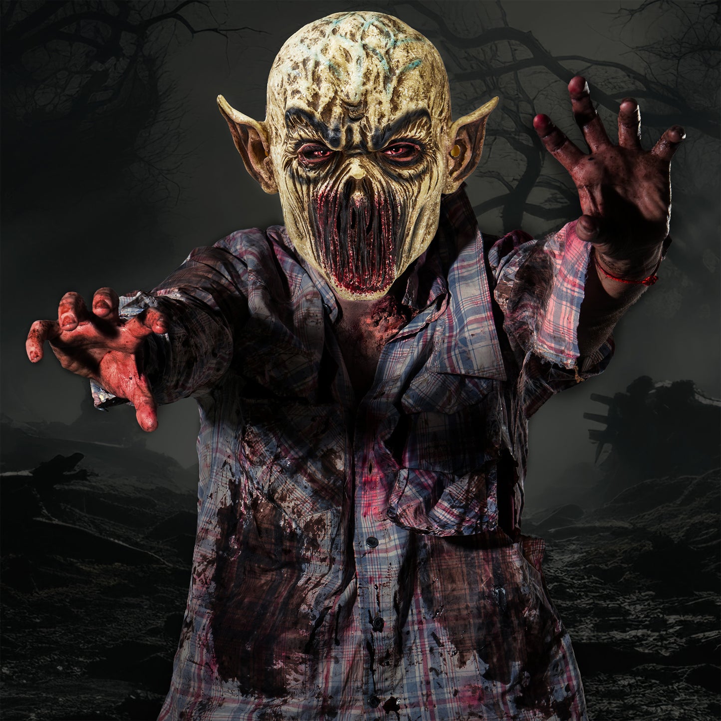 Joyfy Halloween Costume Accessory Creepy Scary Halloween Cosplay Costume Mask Weird Latex Bald Cap for Adults Party Cosplay Accessories Dress Up