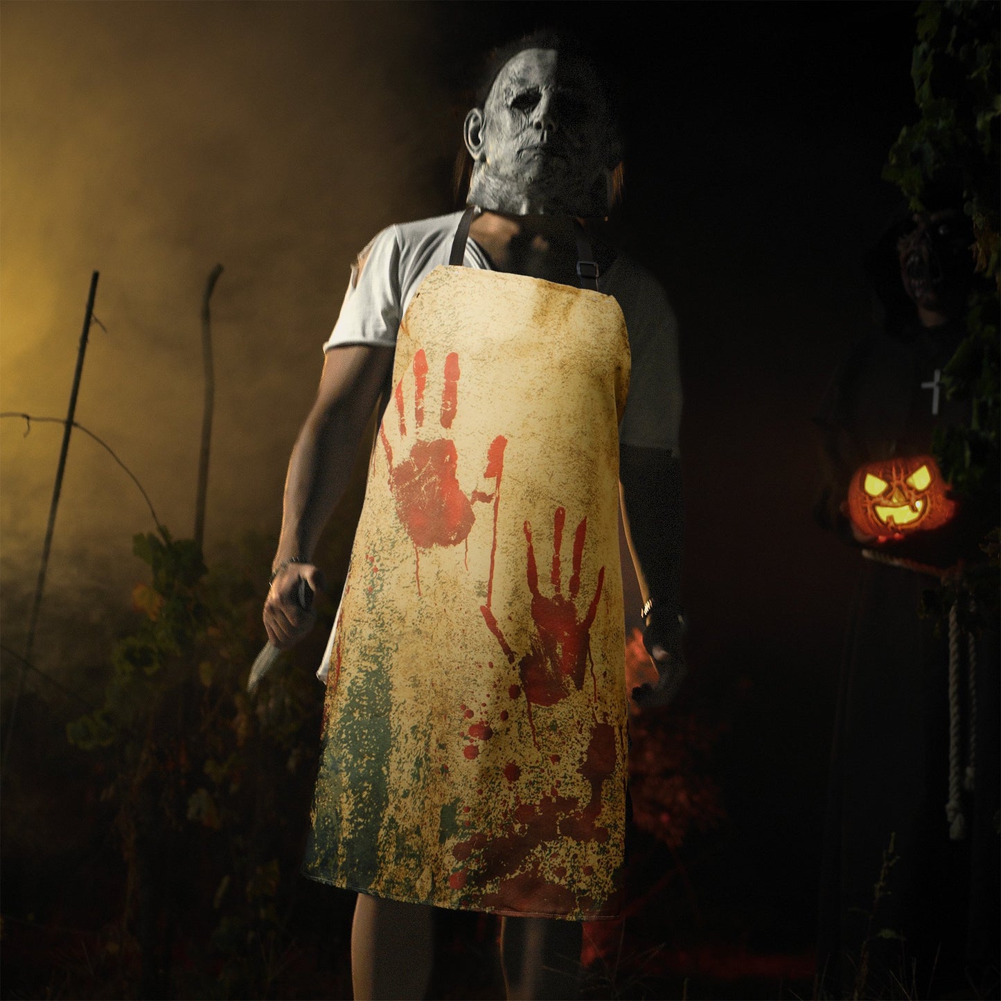Syncfun Halloween Horror House Apron Costume Accessories,Unisex Kitchen Bib Butcher Apron with Adjustable Neck for Cosplay Accessories Adults Dress Up