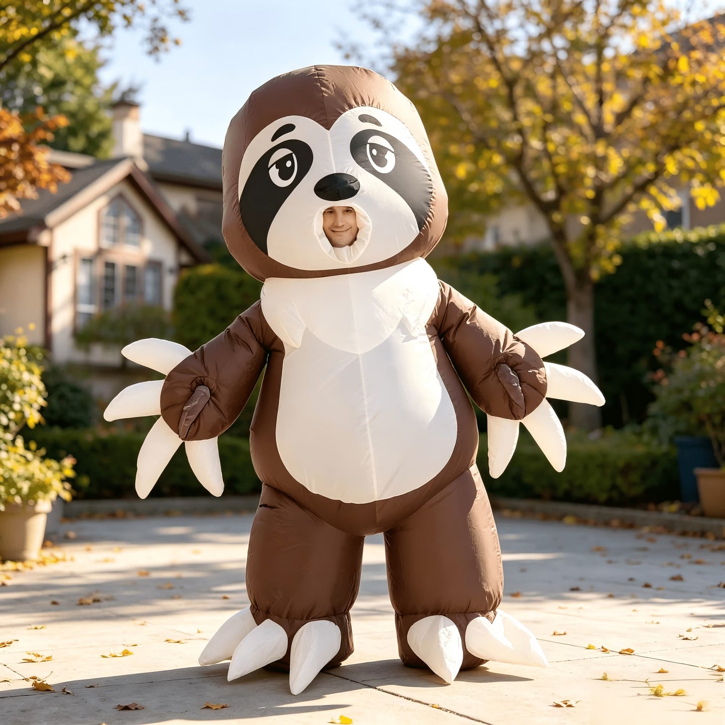 Joyfy Halloween Inflatable Costume for Adults Air Blow Up Sloth Costume Unisex Cosplay Costume for Halloween Dress Up