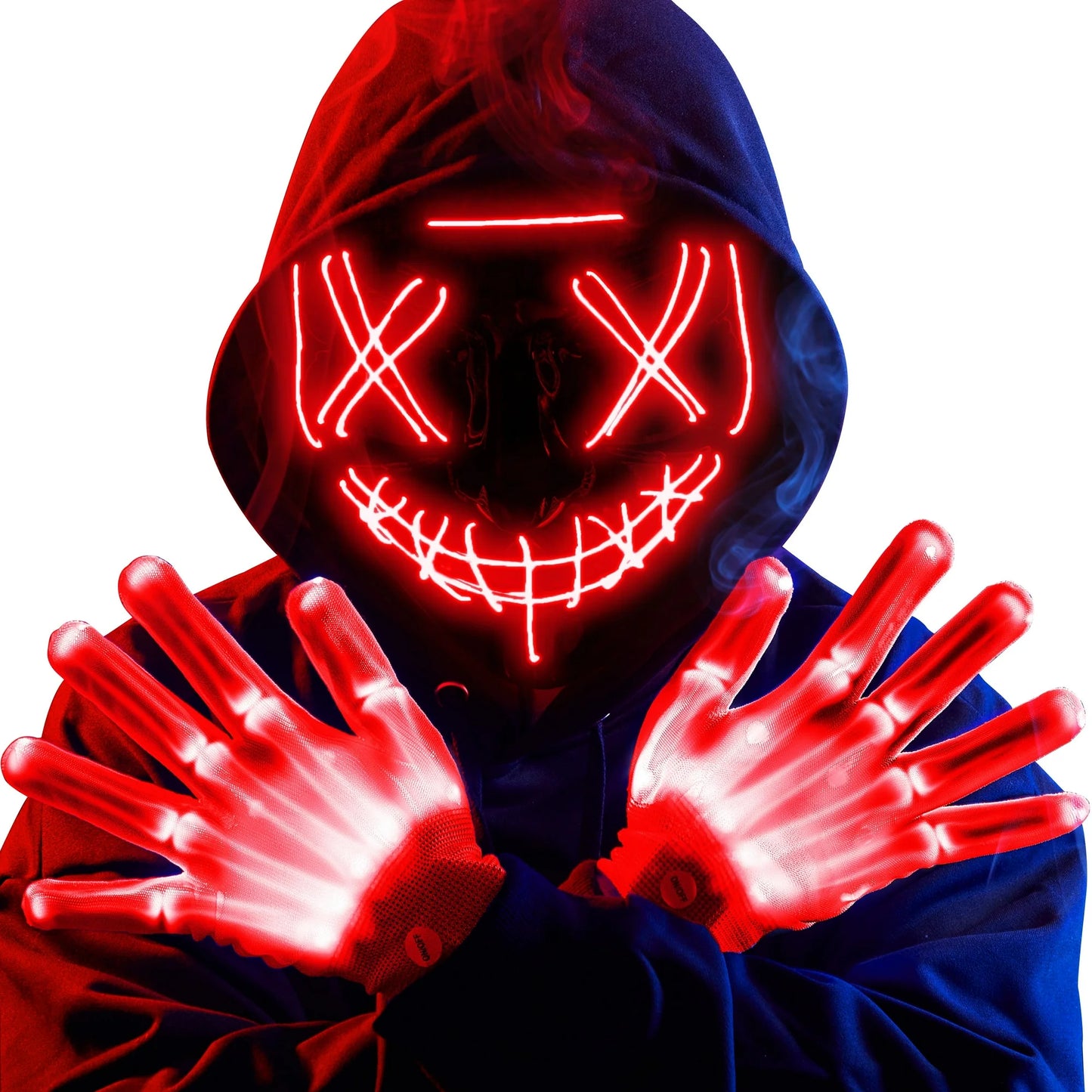 Joyfy Halloween Mask Light up Mask and Gloves,Scary Halloween Costumes Accessories for Boys,Cosplay Halloween Costume Masquerade Parties,Carnival,Gifts