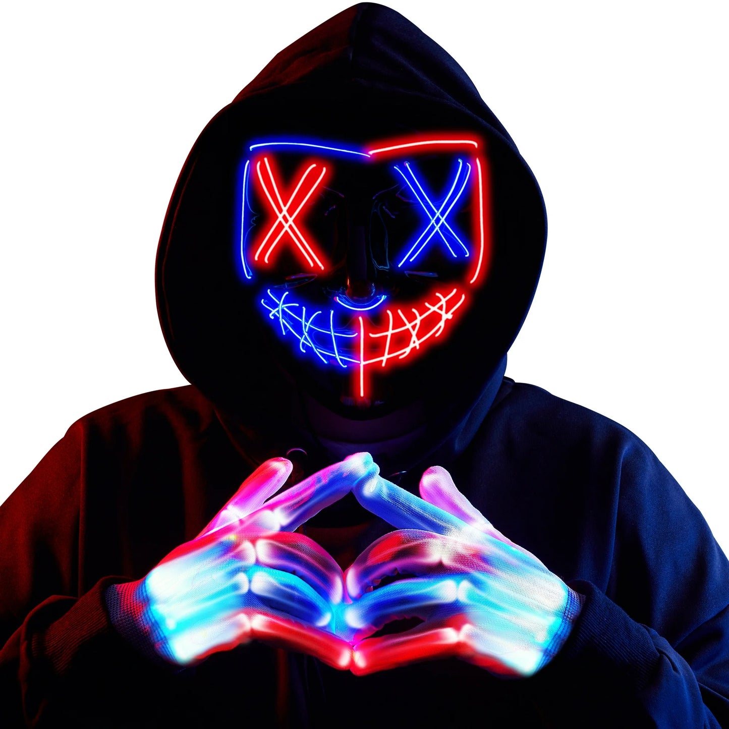 SYNCFUN Halloween Mask Light up Mask and Gloves,Scary Halloween Costumes Accessories for Boys,Cosplay Halloween Costume Masquerade Parties,Carnival,Gifts
