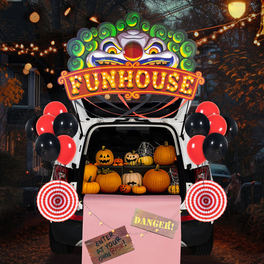 JOYIN Halloween Trunk or Treat Car Decorations Kit,Halloween Car Decorations Car Archway with Carnival Theme,Trunk or Treat Decorations for Suv,Outdoor Garage Door Party Decor