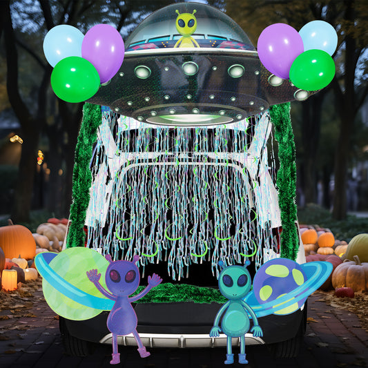 Joyfy Halloween Trunk or Treat Car Decorations Kit,Halloween Car Decorations Car Archway with UFO Aliens Theme,Trunk or Treat Decorations for Suv,Halloween Outdoor Garage Door Party Decor