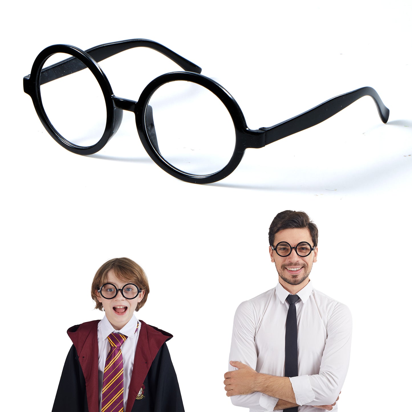 SYNCFUN Halloween Wizard Glasses,Round Glasses Magic Costume Movie Themed Costume Glasses for Kids Posing Props Masquerade Costume Birthday Party Cosplay Supplies