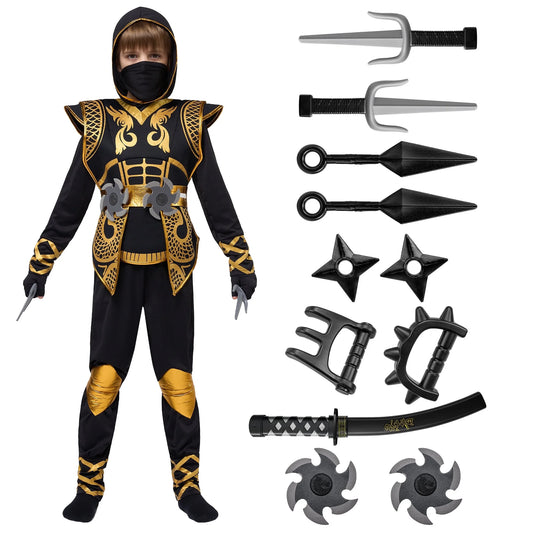 Syncfun Kids Golden Ninja Costume for Toddler Boys Halloween Dress Up Age Up to 12 Years