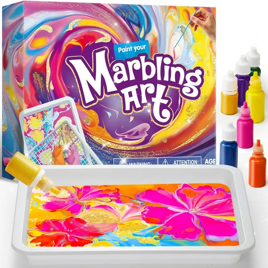 Syncfun Marbling Painting Kits For Kids, Water Marble Paint Craft Kits For Girls & Boys 6 To 12, Birthday Gift Ideal Arts And Crafts Activities For Kids