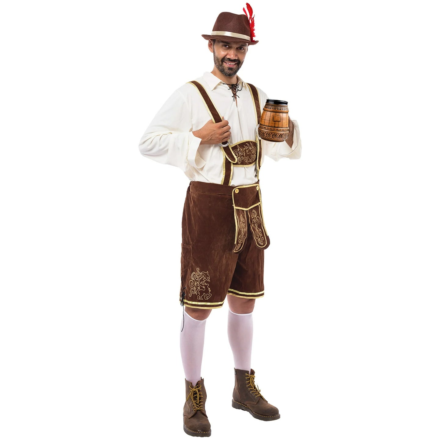 JOYIN Men's German Bavarian Oktoberfest Costume Set, Beer Costume Hat for Adults Halloween Fancy Dress Costumes and Beer Festival