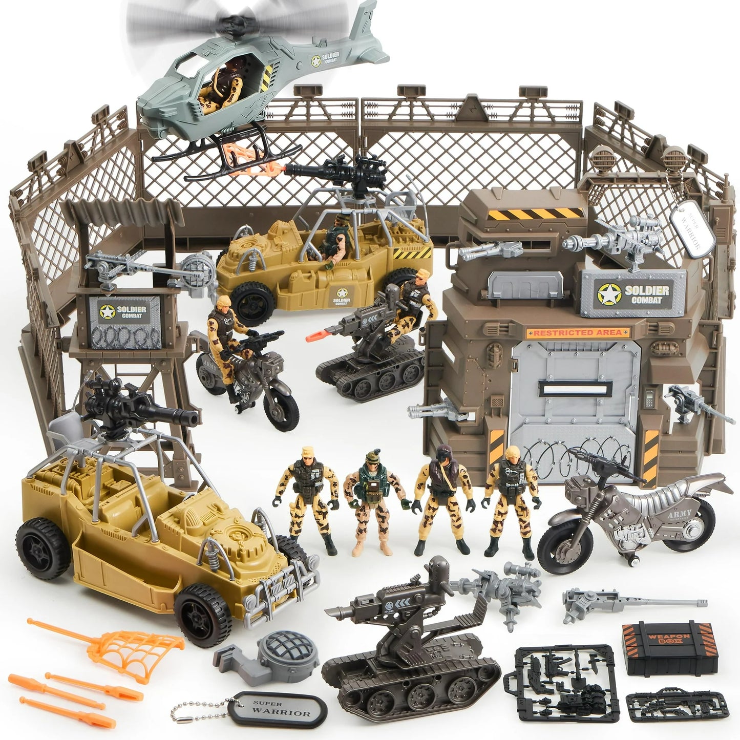 SYNCFUN Military Base Toys Set, Army Men Action Figures and Weapon Gear Accessories Military Combat Toys